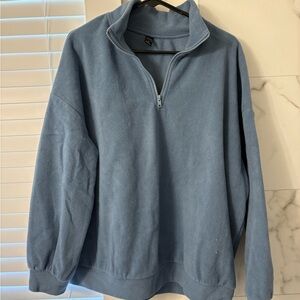 Women’s Quarter-Zip Fleece Pullover Sweater - Light Blue